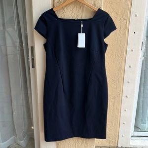 NWT Boss Hugo Boss Cap Sleeve Sheath Dress Navy Size 14